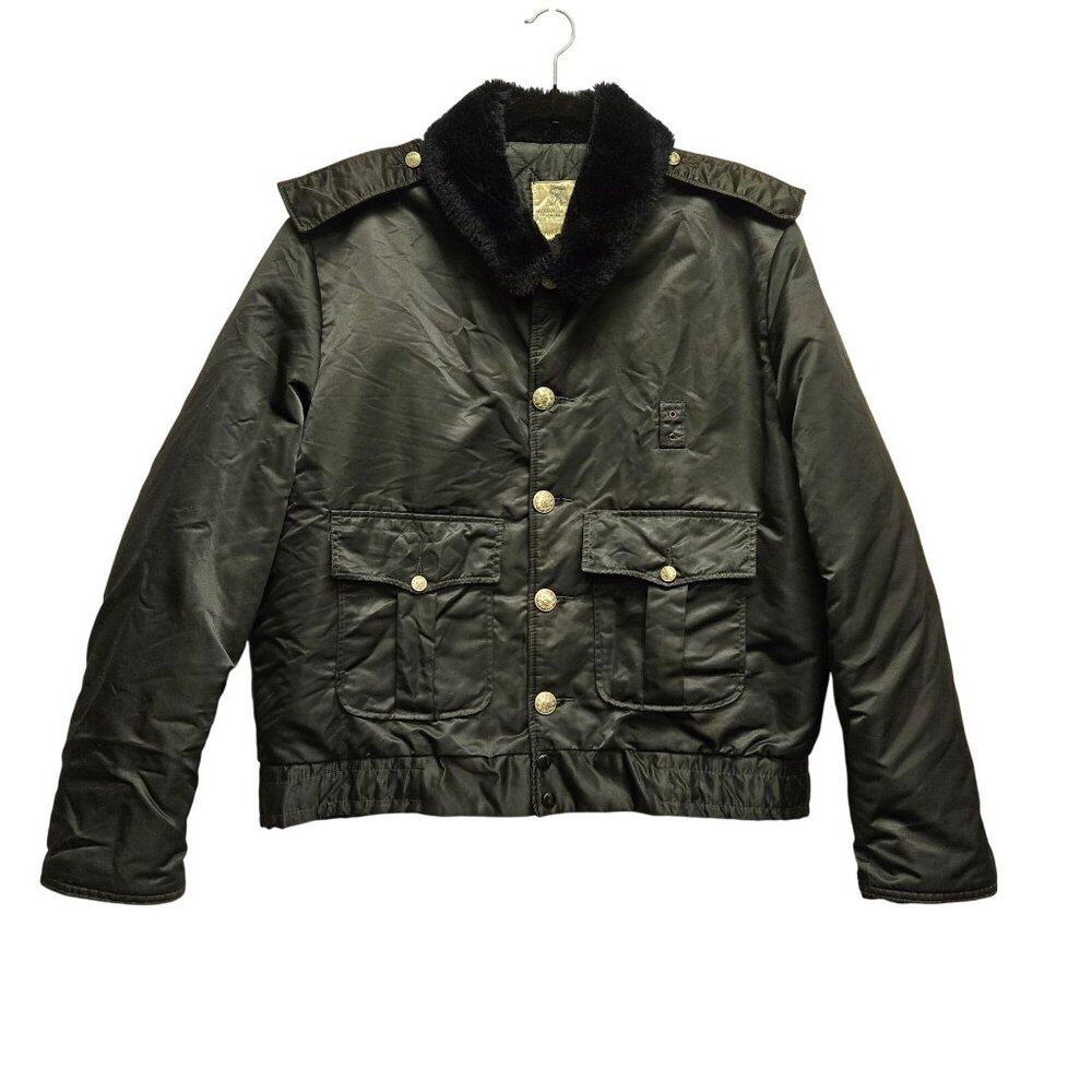 Vintage Horace Small Tuffy Jac Black Quilted Bomber Jacket Satin Flight Police G